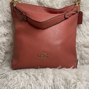 Coach Pebble Leather Coral Bucket Bag Carry All
